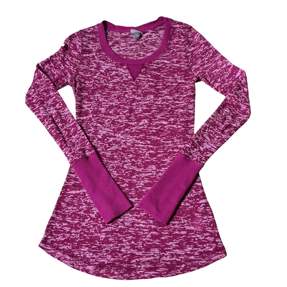 Vanity Essentials Womens Gorpcore‎ Granola Girl Space Dye Waffle Thermal Top M